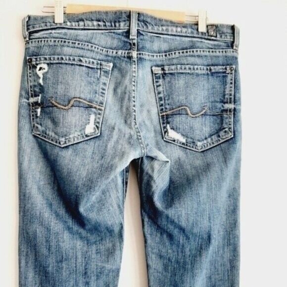7FAM 7 FOR ALL MANKIND Josefina Skinny Boyfriend Jeans Sz 28 Flawed - Picture 10 of 16